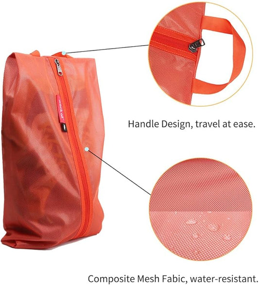 pack all Shoe Bag for Travel, Water-Resistant Shoe Pouch for Gym, Odor-Resistant Soccer Cleats Bag for Sport (Orange, 1-Pack)