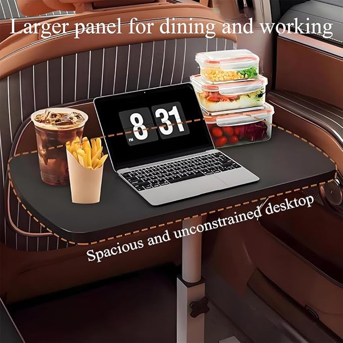 Portable Car Seat Tray Table, Multi-Functional Foldable Car Desk, RV Folding Table, Desk Computer Workstation for Motorhome, Car Computer Desk for Working, Eating (White, 23.6" Lx15.7 W/60x40cm)