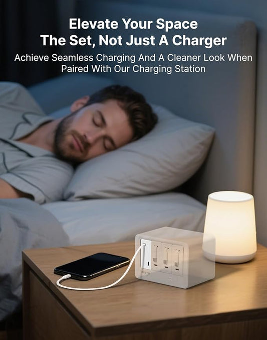 Gitryin 65W USB C Retractable Wall Charger with Built-in Type-C Cable, 2-in-1 Foldable Fast Charger Block, Travel Essentials Compatible for Laptop, MacBook Pro/Air, iPhone 16/15, iPad, Galaxy, Pixel