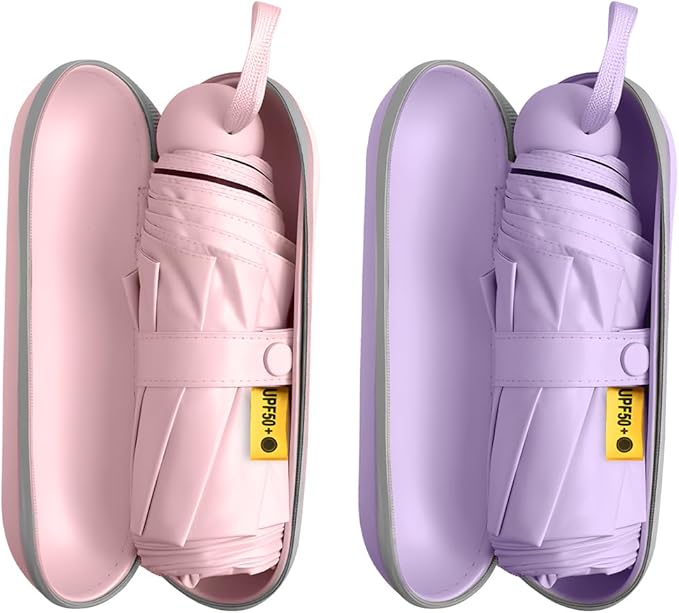 TOPSAIL Mini Umbrella Compact for Travel, UV Sun Protection(UPF50+), Waterproof for Light Rain, Suitable for Women & Kids With a Case, Manual 6k Folding Small Pocket Size Ufor Backpack/Purse