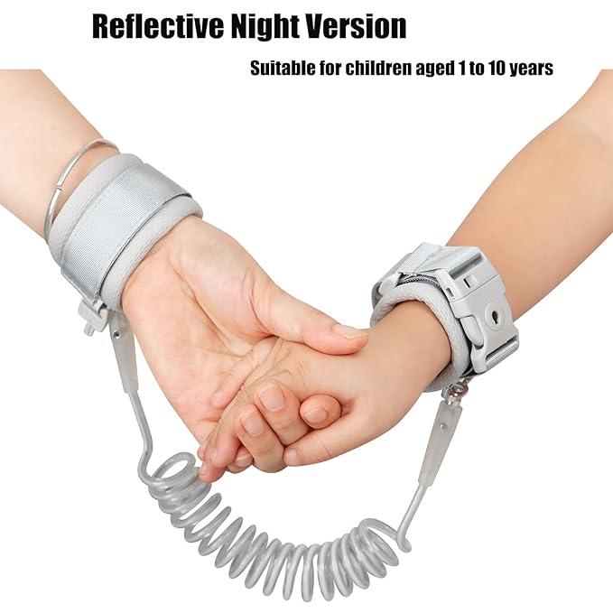 PandaEar Anti Lost Wrist Link, Toddler Harness Walking Leash Safety Child Wristband Leashes for Babies Kids (Grey)