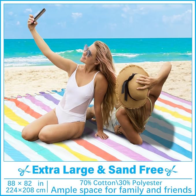 Oversized Turkish Beach Towel Blanket XXL Cotton Sandproof Towels Boho Woven Extra Large Big Sand Free Giant Throw Blankets Huge Quilt XL Picnic Camping Necessities Cloud for Adult Gifts