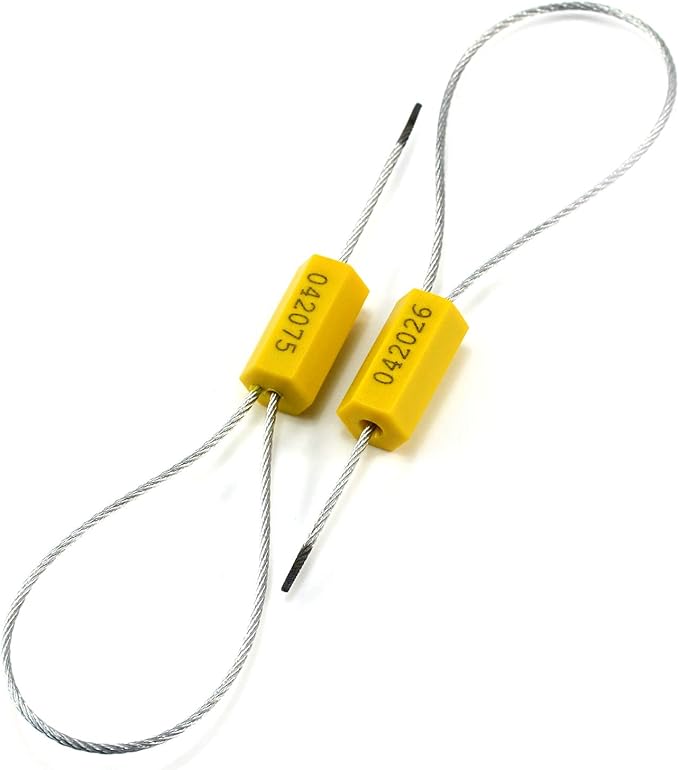 1000PCS Yellow Steel Cable Seal Metal Security Shipping Seal Numbered Truck Trailer Seals Security Tags Tamper Evident Tags Container Lock Pull Tight Steel Wire Seals