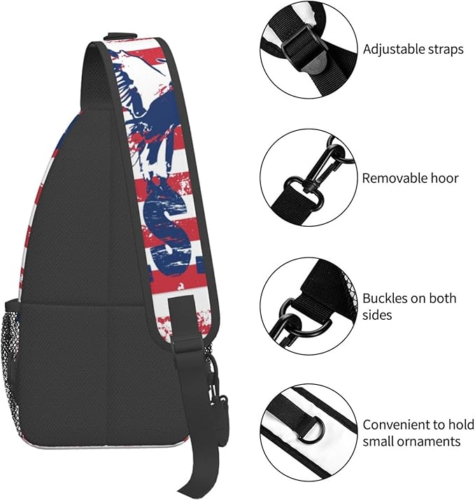 American Flag Sling Bag Multipurpose Crossbody Sling Backpack Travel Cycling Hiking Shoulder Bag For Women Men