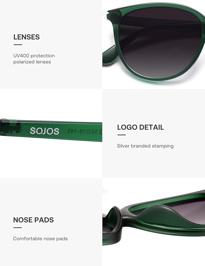 SOJOS Square Polarized Sunglasses for Women Men Vintage Style Larger Fit Shades SJ2642