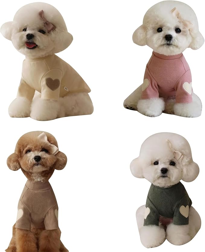 Dog Heart Heart Sweatshirt for Small to Large Dogs Soft Solid Color Apparel Thick Coats Embroidered Pajamas Puppy Hoodie