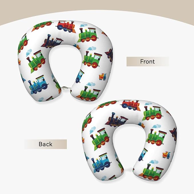 Funny Neck Pillow Support for Car Flight Rest Train Pattern Cartoon, Memory Foam U Shaped Decor Head Cushion for Home Outdoors Travel