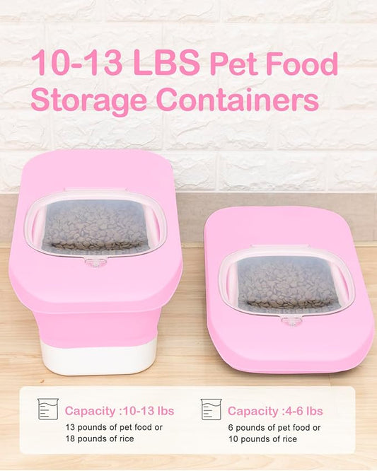 10-13 Lbs Dog Food Container, Collapsible Pet Food Storage Containers with Airtight Lid, Pet Food Scoop and Silicone Dog Bowl, Dog Food Storage Container Dry Food for Dog, Cat