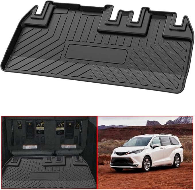Sienna Cargo Mat - Compatible with 2011-2019 Toyota Sienna，All Weather Rear Cargo Liners Trunk Tray Floor mats，3D Tech Waterproof Durable Odorless TPO Accessories(Without Power Folding 3rd Row Seats)