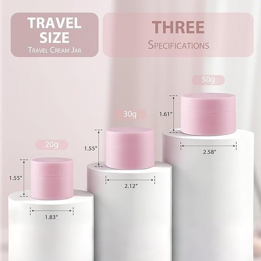 Travel Containers for Creams, Plastic Refillable Mini Lotion Jars with Lids for Toiletries, Leak Proof Small Travel Cream Jars for Face Cosmetic Makeup Beauty Products Sample (50g, 4Pack, Black Pink)