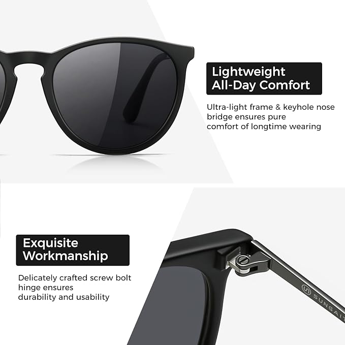 SUNGAIT Premium Vintage Round Sunglasses for Women Men Classic Retro Trendy Style