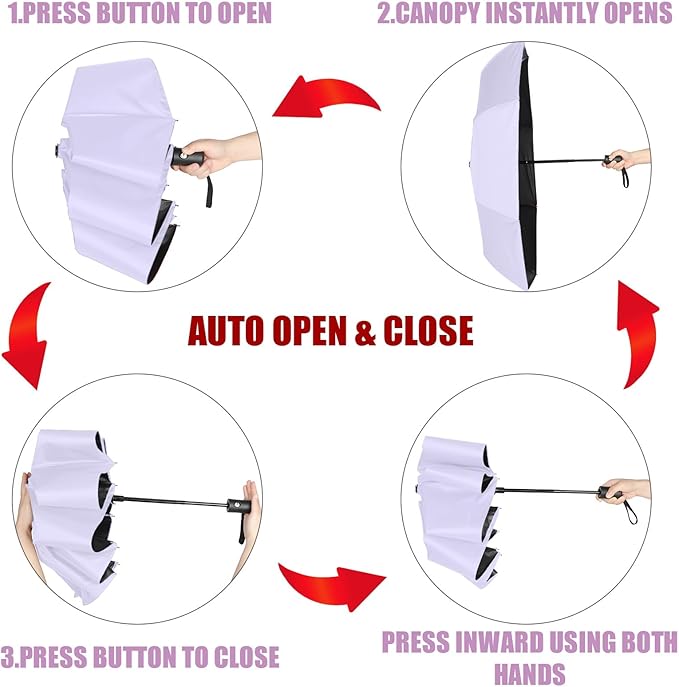 Jexine 6 Pcs Travel Compact Umbrella Automatic Open Close Windproof Small Light Backpack Purse Car Portable Collapsible Umbrella for Rain, Men Women