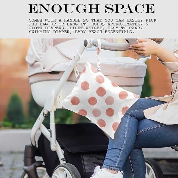 Wet Bag, Wet Dry Bag, Wet Bag for Swimsuit, Travel, Beach, Pool, Diapers, Dirty Yoga Gym Clothes, Makeup Bag, Waterproof Reusable Polka Dot Decor Geometric Polka Dot