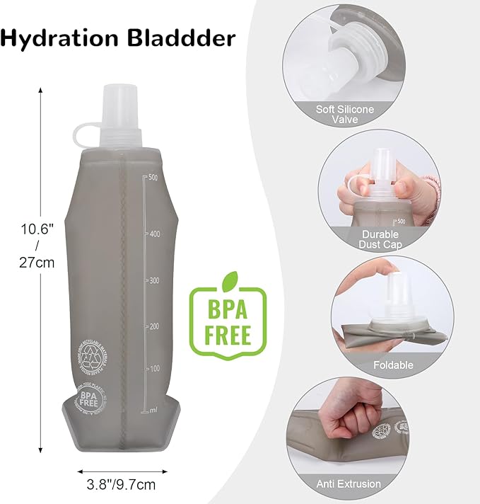 Running Vest for Men with 2 pcs 500ml Water Bottle, Hydration Vest for Running Women, Lightweight Runner Water Vest