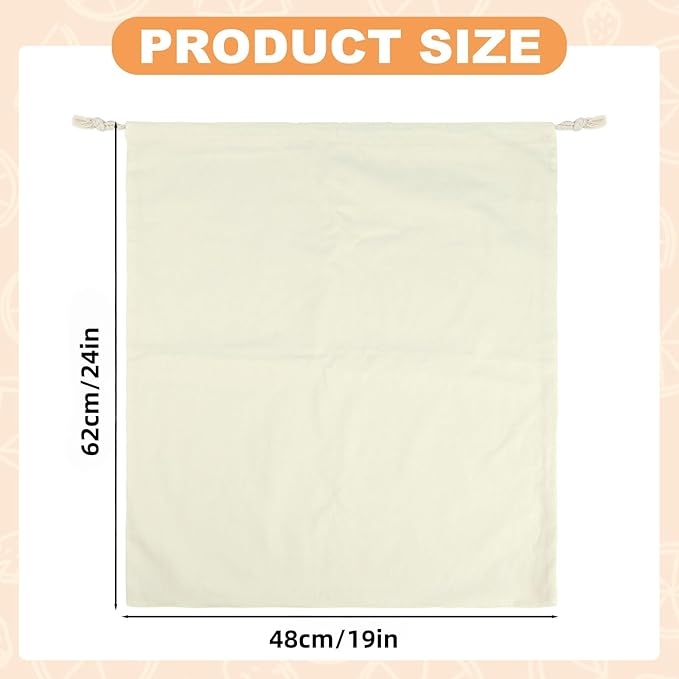2-Pack Cotton Drawstring Storage Bags - Versatile Organizer for Shoes, Travel & Home, Breathable Fabric, Matching Size Set (19"x24"), Durable Reusable Pouches