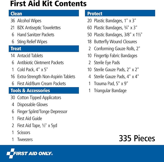 First Aid Only 91247 OSHA-Compliant First Aid Kit, All-Purpose 100-Person Emergency First Aid Kit for Business, Worksite, Home, and Car, 335 Pieces