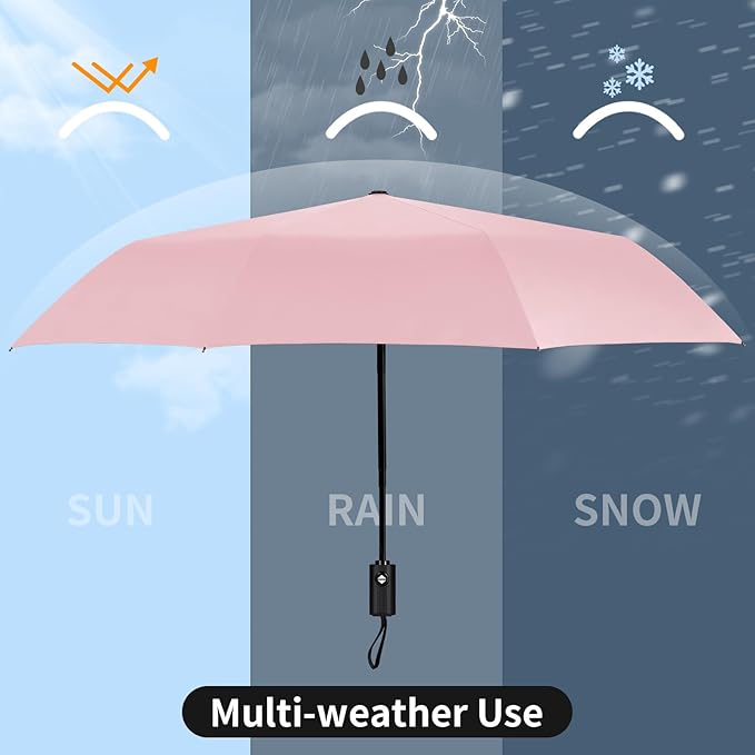 Yoobure Windproof Travel Umbrella - Automatic Umbrellas for Rain, Compact Folding Umbrella with UV Protection, Lightweight Portable Design for Backpack/Walking/Car, Sun & Storm Ready