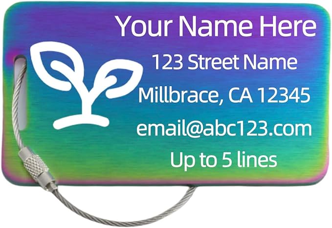 Sturdy and Durable Personalized Luggage Tags for Suitcases,Cruise Essentials Travel Tags for Luggage,Travel Bag Labels,Heavy-Duty Stainless Steel Colorfull Rectangular Horizontal Suitcases Tags