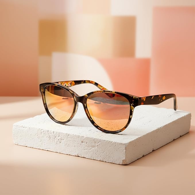 Myiaur Polarized Sunglasses for Women, Trendy Cat Eye Sun Glasses UV400 Protection Classic Retro Shade 2 Pack