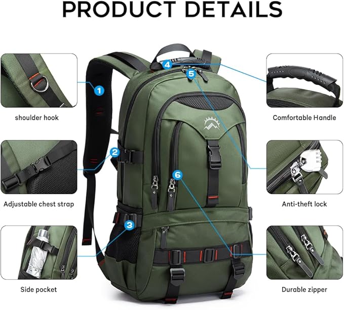 KAKA Travel Backpack Fight Approved with 17.3 inch Laptop Lackpack Compartment Outdoor Duffle Bag for men and women