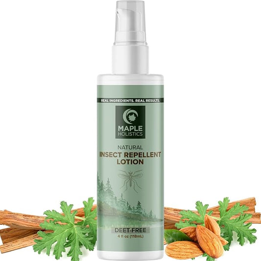 Bug Repellent Lotion for Adults & Kids - DEET Free Insect Repellent Lotion for Ticks & Mosquitoes - Made with Citronella & Lemongrass - Dermatologist Tested - Light Scent Vegan & Cruelty Free (4oz)