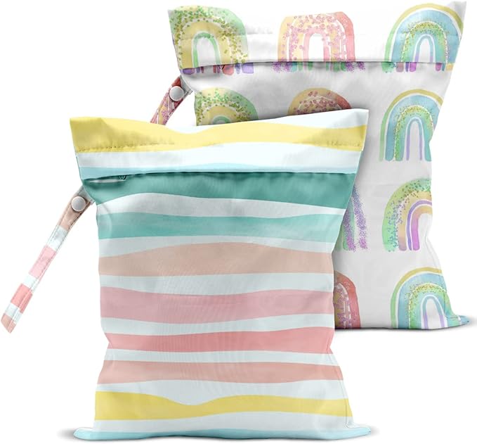 2 Pcs Wet Bag, Wet Dry Bag, Wet Bag for Swimsuit, Travel, Beach, Pool, Diapers, Dirty Yoga Gym Clothes, Toiletries, Makeup Bag, Beach Bag Ocean Starfish Anchor Decor Birthday Gift for Women.