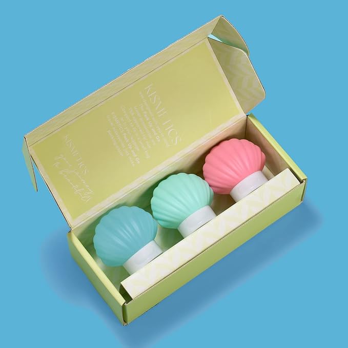 Leak Proof Squeezable Silicone Travel Bottles, Reusable, Refillable Bottles, Shell Shape, Sustainable, TSA Carry On Approved Toiletries Containers, 3pcs (1.35oz/40ml)