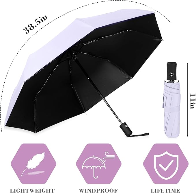 Jexine 6 Pcs Travel Compact Umbrella Automatic Open Close Windproof Small Light Backpack Purse Car Portable Collapsible Umbrella for Rain, Men Women