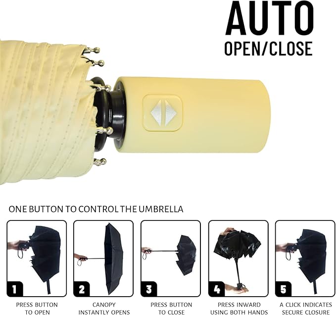 SY COMPACT Umbrella Automatic Travel Waterproof Light Folding Umbrellas Easy Carry for Women and Men