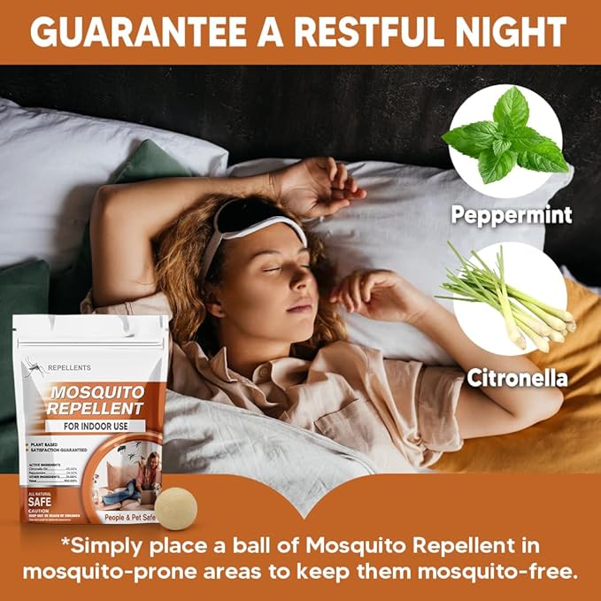 Mosquito Repellent Outdoor Patio, Mosquito Repellents Indoors, Natural Mosquito Repellent Balls, Mosquitoes Repellant for Yard/Camping, Mosquito Deterrent,120 ft² and 60-90 Days-12P