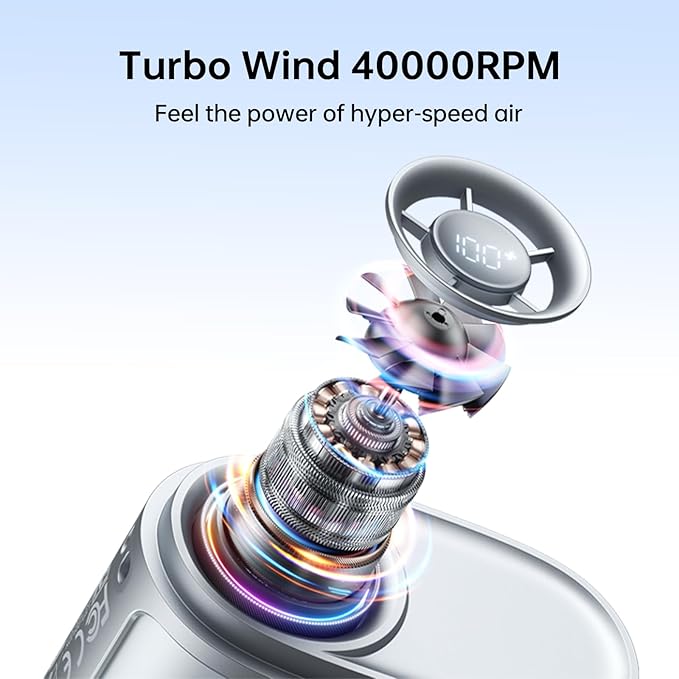 JISULIFE Portable Neck Fan, 100 Speed Adjustable 40000RPM Cooling, Mini Personal Necklace Wearable Waist Fan, 16H USB Rechargeable 4500mAh with LED Display for Outdoor, Travel, Cmaping Gifts- Black