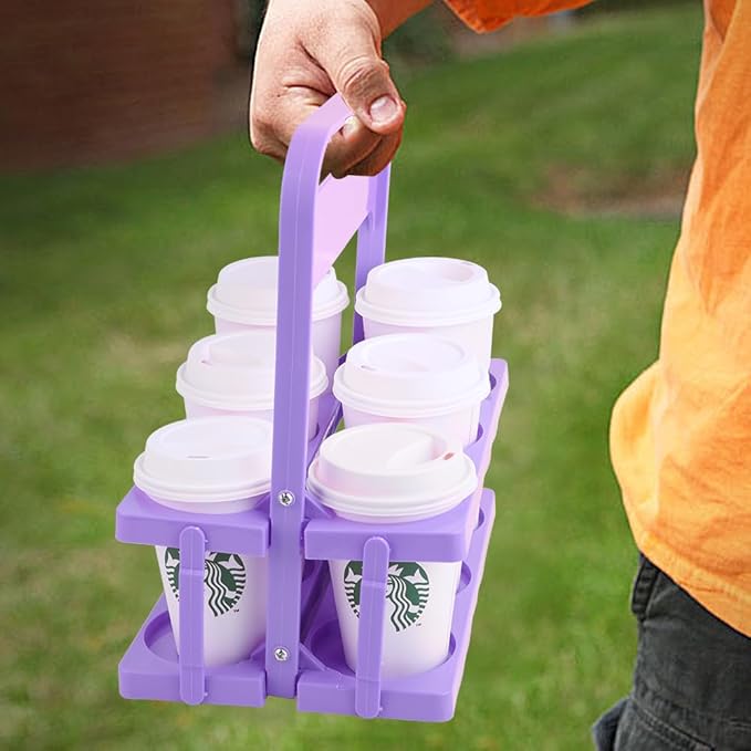 musbus Reusable Drink Carrier with Handle for Food Delivery Drivers, Portable Cup/Coffee Holder Accessories for Delivery, Foldable Drinks Caddy with Tray, Car Durable Plastic Festive Bottle, Vacation