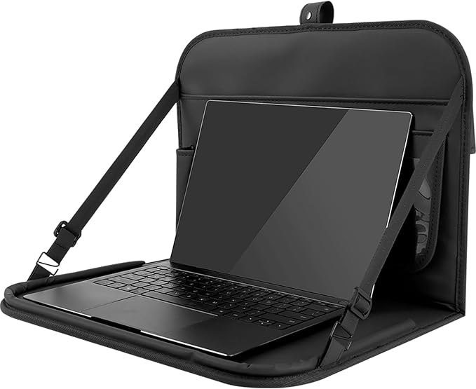 GMQ Backseat Car Organizer with Detachable Steering Wheel Tray 1 Pack,Car Back Seat Laptop Desk, Multifunctional Office Bag,Back Seat Car Storage & Tablet Holder for Kids (Black)