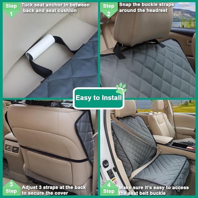 HAPYFOST Waterproof Front Seat Cover Dog Car Seat Covers Nonslip and Full Protection with Side Flaps Fits Most Cars, Trucks, SUVs(Grey, 2Pack)