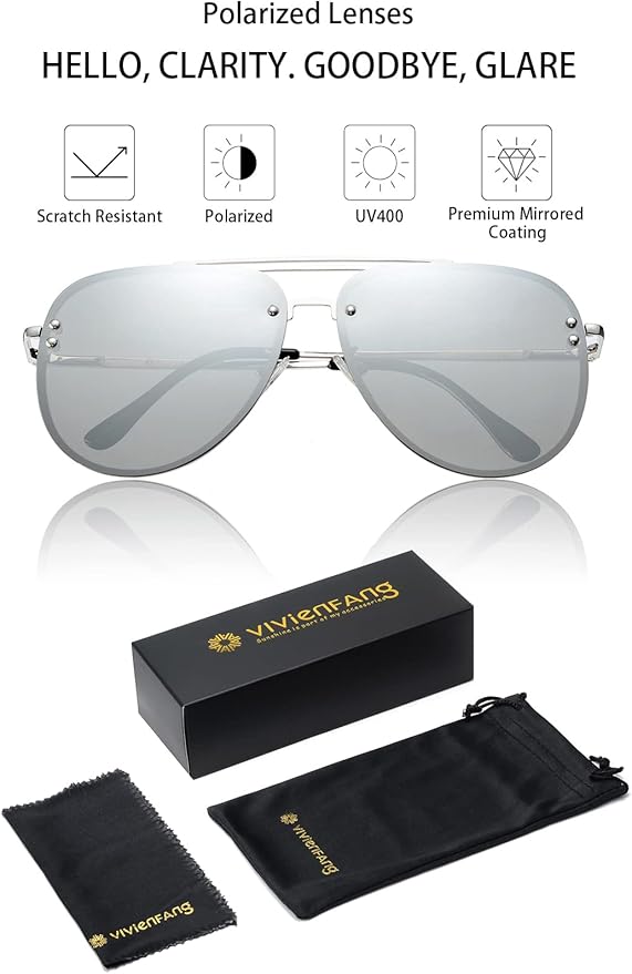 Trendy Oversized Aviator Sunglasses for Women 2025, Cute Retro Aviator Sun Glasses UV Protection Big Shades VF2203