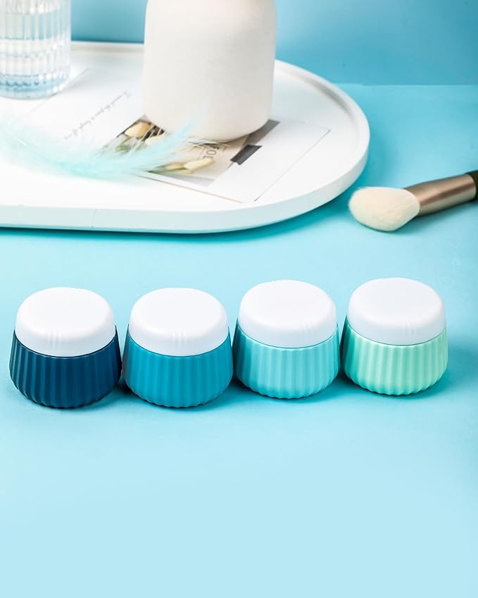 Travel Containers for Toiletries 4 Pack, TSA Approved Travel Size Toiletries, Travel Size Containers, With Clear Bag Leak Proof Silicone Jars, Travel Essentials Creams Jars Carrying Small Items