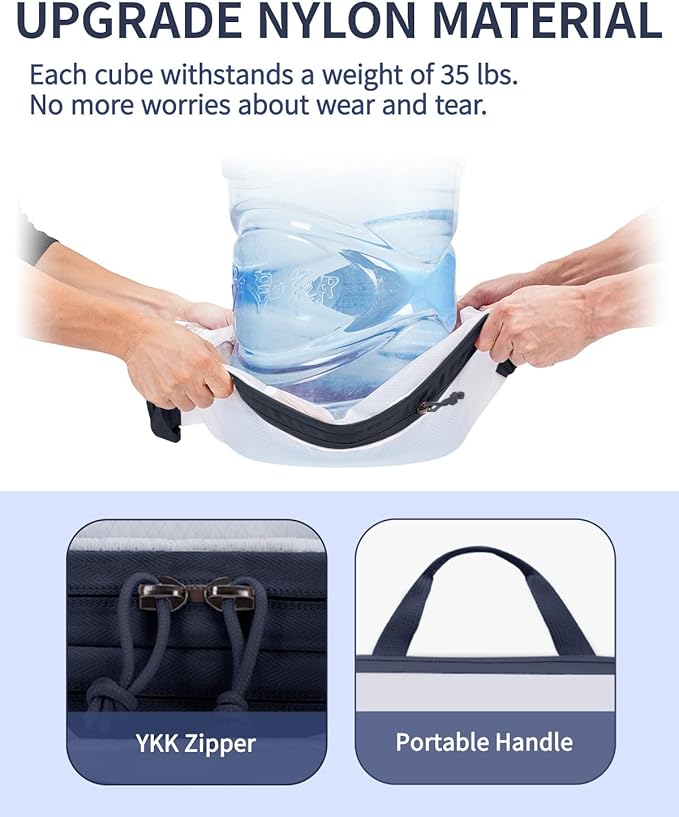 ECOHUB 6 Set Compression Packing Cubes, Lightweight Cruise Ship Vacation Travel Essentials, Durable Travel Accessories for Suitcase Luggage Organizer Bags Set with YKK Zippers Shoe Bag, Dark Blue