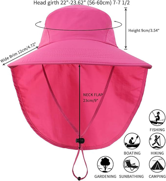Home Prefer Outdoor UPF50+ Sun Hat Wide Brim Mesh Fishing Hat with Neck Flap