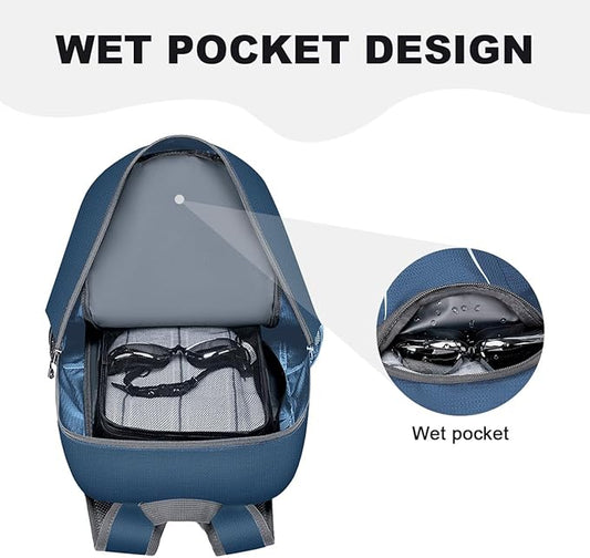 MIYCOO Backpack - Ultra Lightweight Packable Backpack for Travel Camping, 45L Hiking Back Pack Waterproof Foldable Daypack for Men Women Blue