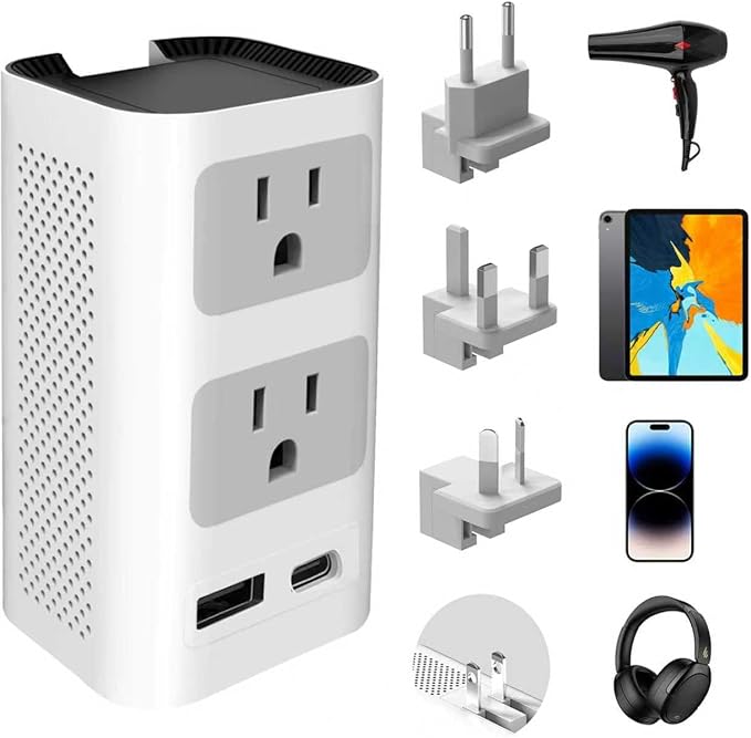 Mapambo 2000W 220V to 110V Voltage Converter US to Europe Power Converter European Travel Converter for Hair Dryer, Power Converter Adapter Combo with 1 Type C 1 USB A