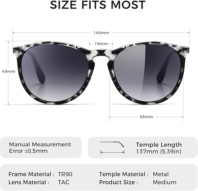 SUNGAIT Premium Vintage Round Sunglasses for Women Men Classic Retro Trendy Style
