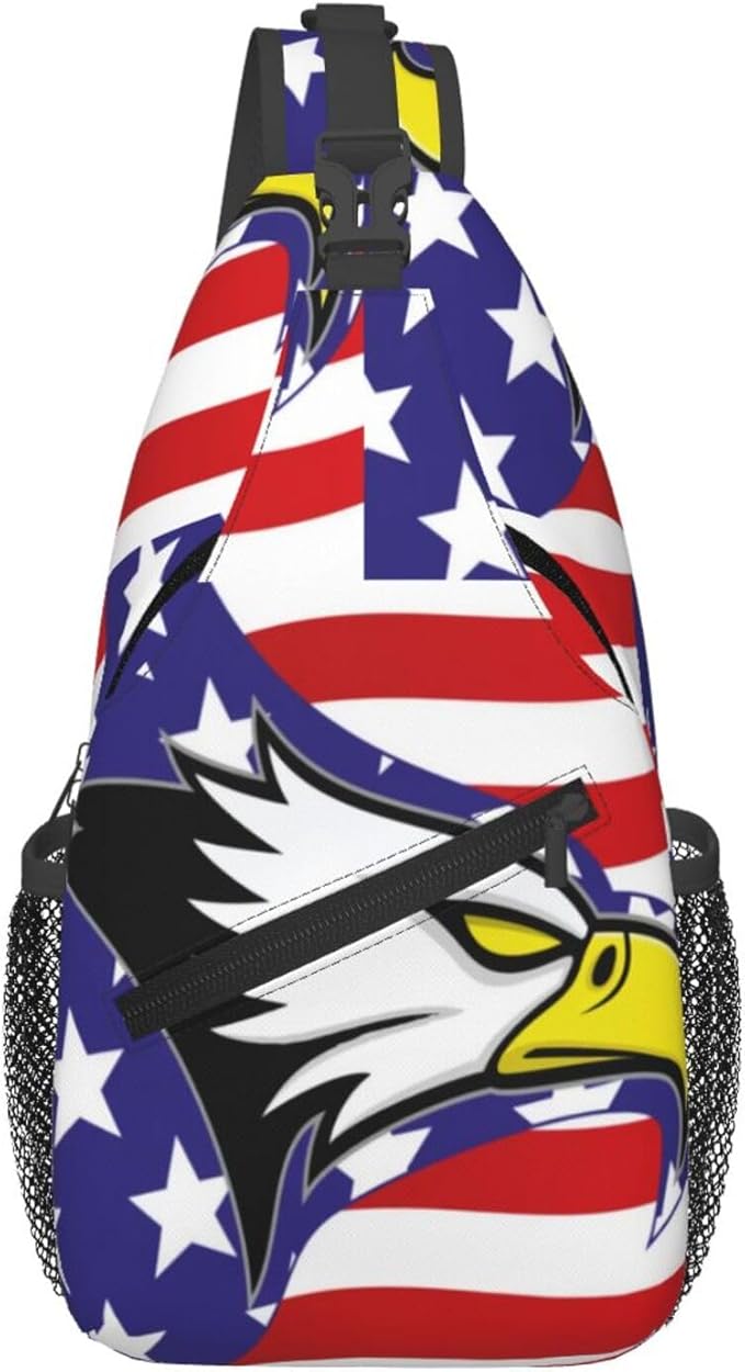 American Flag Sling Bag Multipurpose Crossbody Sling Backpack Travel Cycling Hiking Shoulder Bag For Women Men