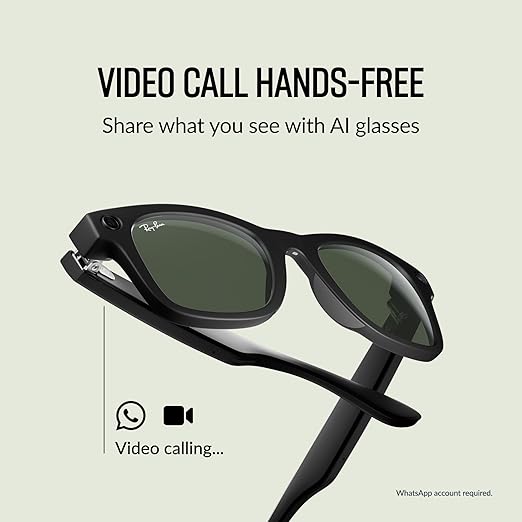 Ray-Ban Meta Glasses, Wayfarer Large (Gen 1) , Matte Black | Capture high-def photo and video — Listen to music and podcasts — Ask Meta AI for directions, real-time answers and more
