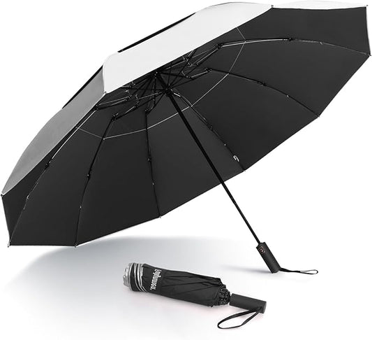 62/54/46 Inch Umbrellas for Rain Large Travel Compact Golf Umbrella Inverted Windproof Double Canopy 10 Ribs Automatic Open/Close UPF50+ Sun UV Protection