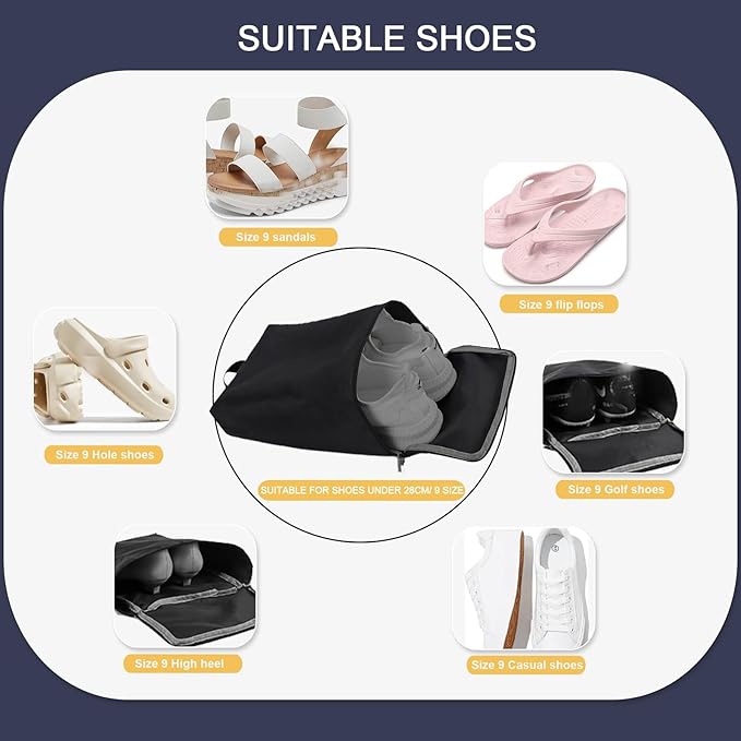Shoe Bags for Travel Storage Bag Organizer Bags Travel Accessories Must Haves Shoe Organizer Packing Cubes Beach Swim bag Daily Use Storage Travel Essentials Women Men Black