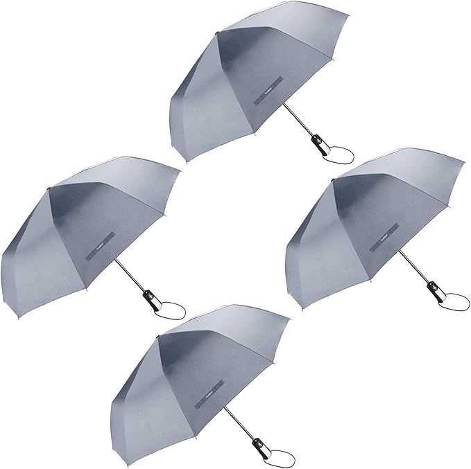 TradMall 4 Pack Travel Umbrella Windproof Portable 46 Inches Large Canopy Ergonomic Handle Auto Open & Close