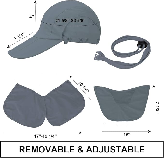 Foldable Sun Cap, Fishing Hats, UPF 50+ Protection Caps with Face Mask Neck Flap