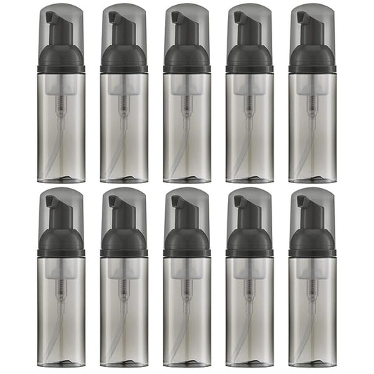 2oz Foam Bottle (10PCS) Empty Foaming Pump Dispenser for Hand Soap, Lash Cleanser, Shampoo to Travel (60ml, Black)