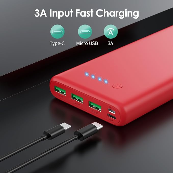 Portable Charger 36800mAh Power Bank,PD Fast Charging USB C External Battery Pack,4 Outputs 2 Inputs Travel Essentials Portable Phone Charger for iPhone 17/16/15/14/13/12,Galaxy S24 Android Phone etc
