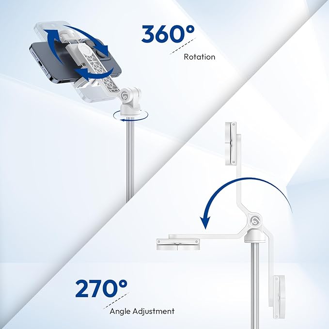 ULANZI TT88 Magnetic Tripod for iPhone 17, 57" Extendable Selfie Stick w Remote, 2-in-1 Phone Clip & Dual Cold Shoe Mounts-Lightweight Phone Tripod Stand for Vlogging, Travel, Video Recording, White